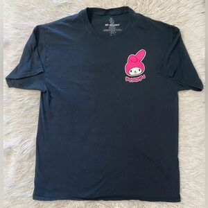 My Melody Sanrio Black Double-Sided T-Shirt, Unisex Size Large.